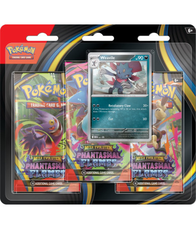 Pokemon TCG: Mega Evolution - Phantasmal Flames - 3 Pack Blister - Weavile