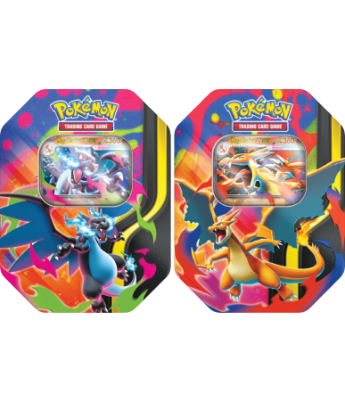 Pokemon TCG:  Zestaw 2x Mega Charizard Tin - Mega Charizard X + Mega Charizard Y