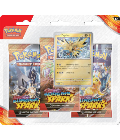Pokemon TCG: Scarlet & Violet - Surging Sparks 3 Pack Blister Zapdos