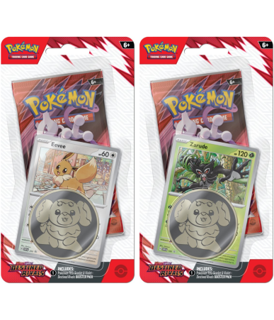 Pokemon TCG: Scarlet & Violet - Destined Rivals   Zestaw 2x Checklane Blister Eevee + Zarude